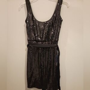 Maggy London Silk Sequined Black Cocktail Dress Size 4
